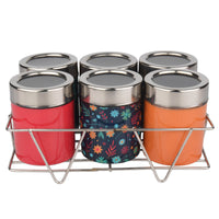 Meenakari Masala Jar Set with Stand | Spice Container Set for Kitchen