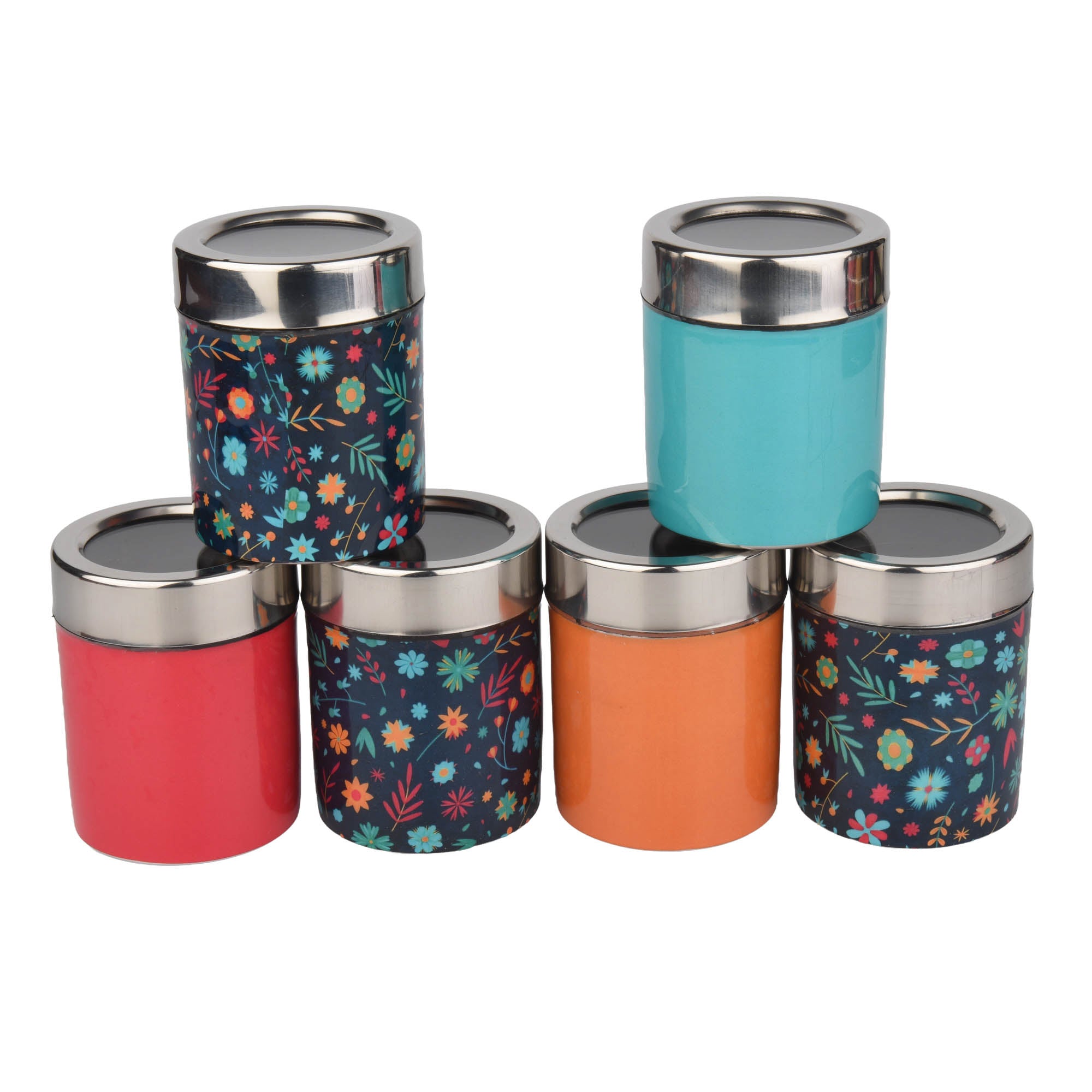 Meenakari Masala Jar Set with Stand | Spice Container Set for Kitchen