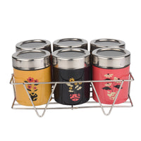 Meenakari Masala Jar Set with Stand | Spice Container Set for Kitchen