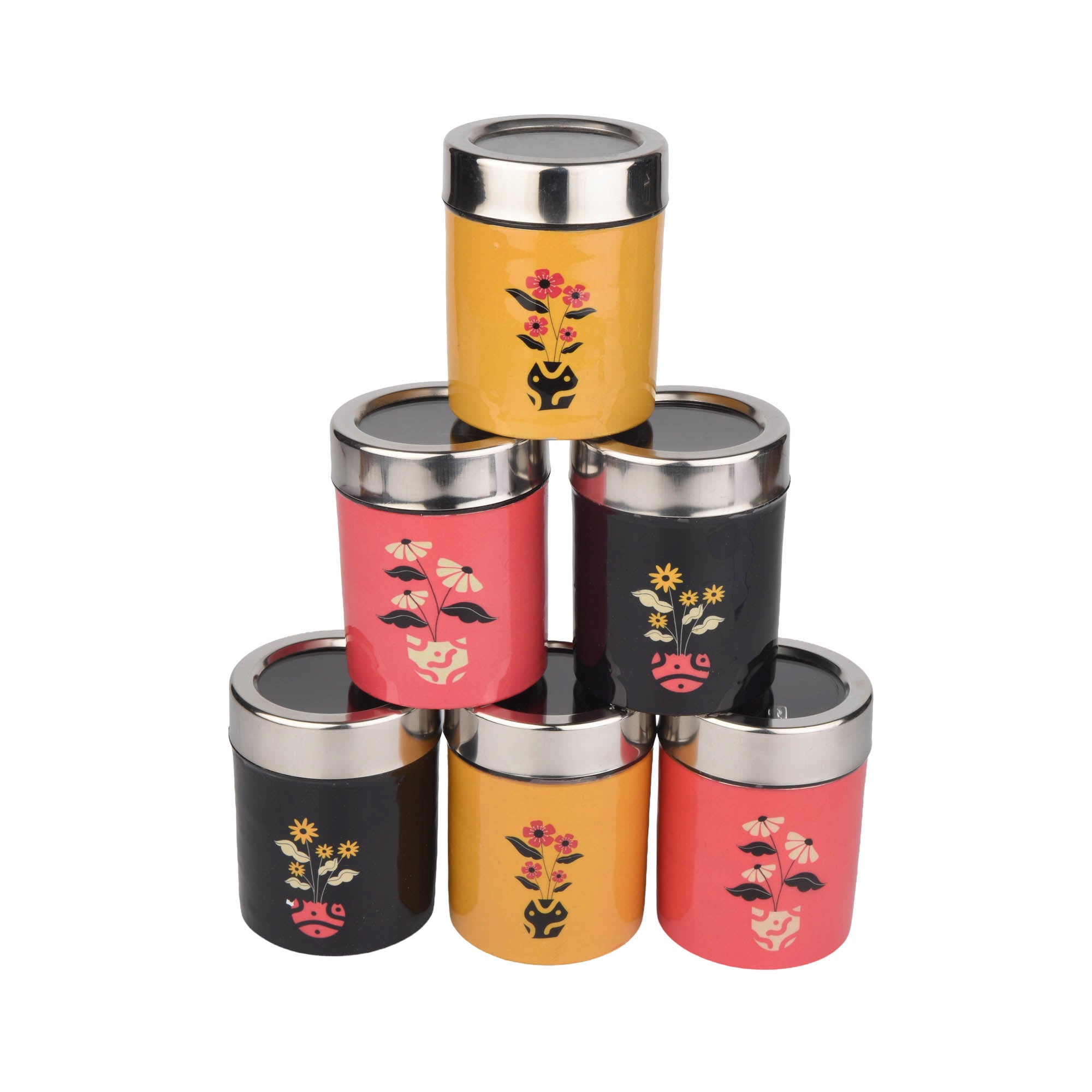 Meenakari Masala Jar Set with Stand | Spice Container Set for Kitchen