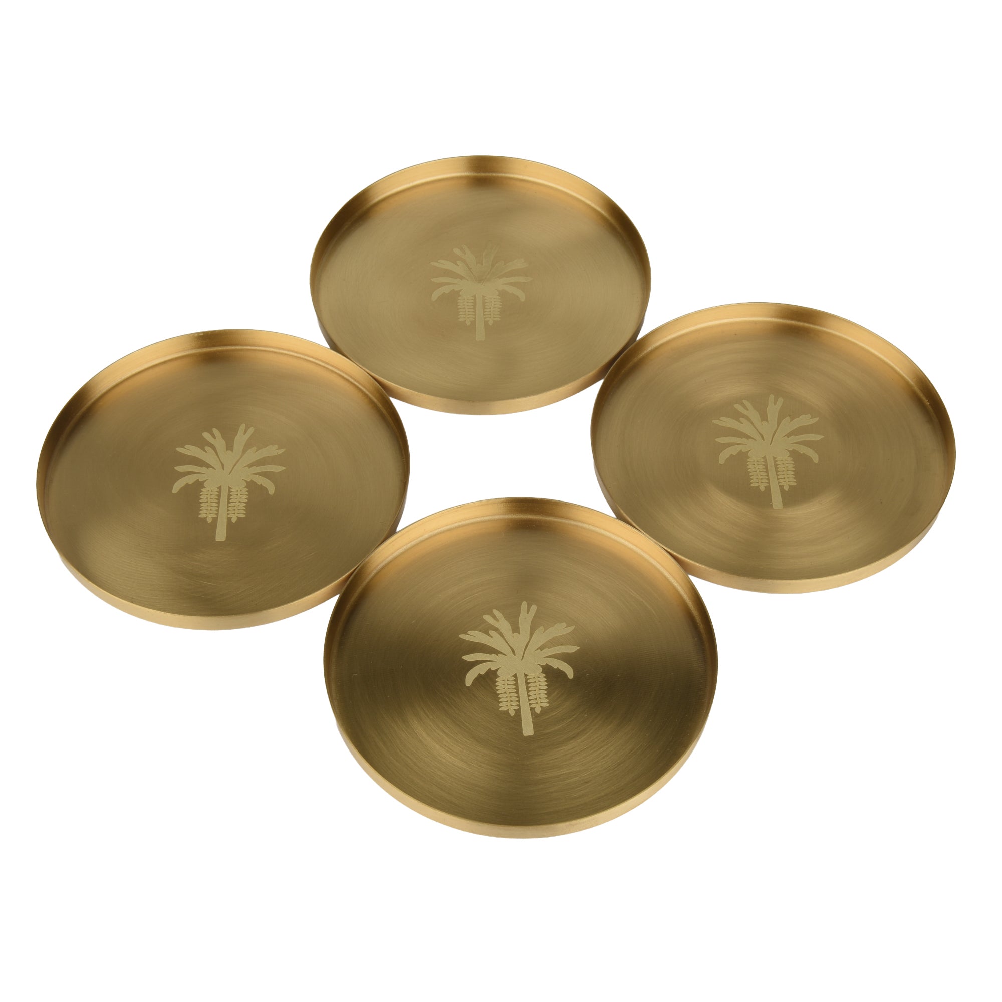 Embossed Brass Coaster | Elegant Drink Coasters for Home & Dining Decor ( Set of 4)