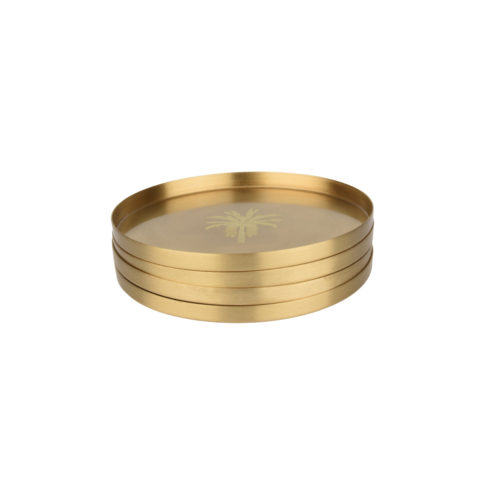 Embossed Brass Coaster | Elegant Drink Coasters for Home & Dining Decor ( Set of 4)