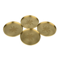 Embossed Brass Coaster | Elegant Drink Coasters for Home & Dining Decor ( Set of 4)