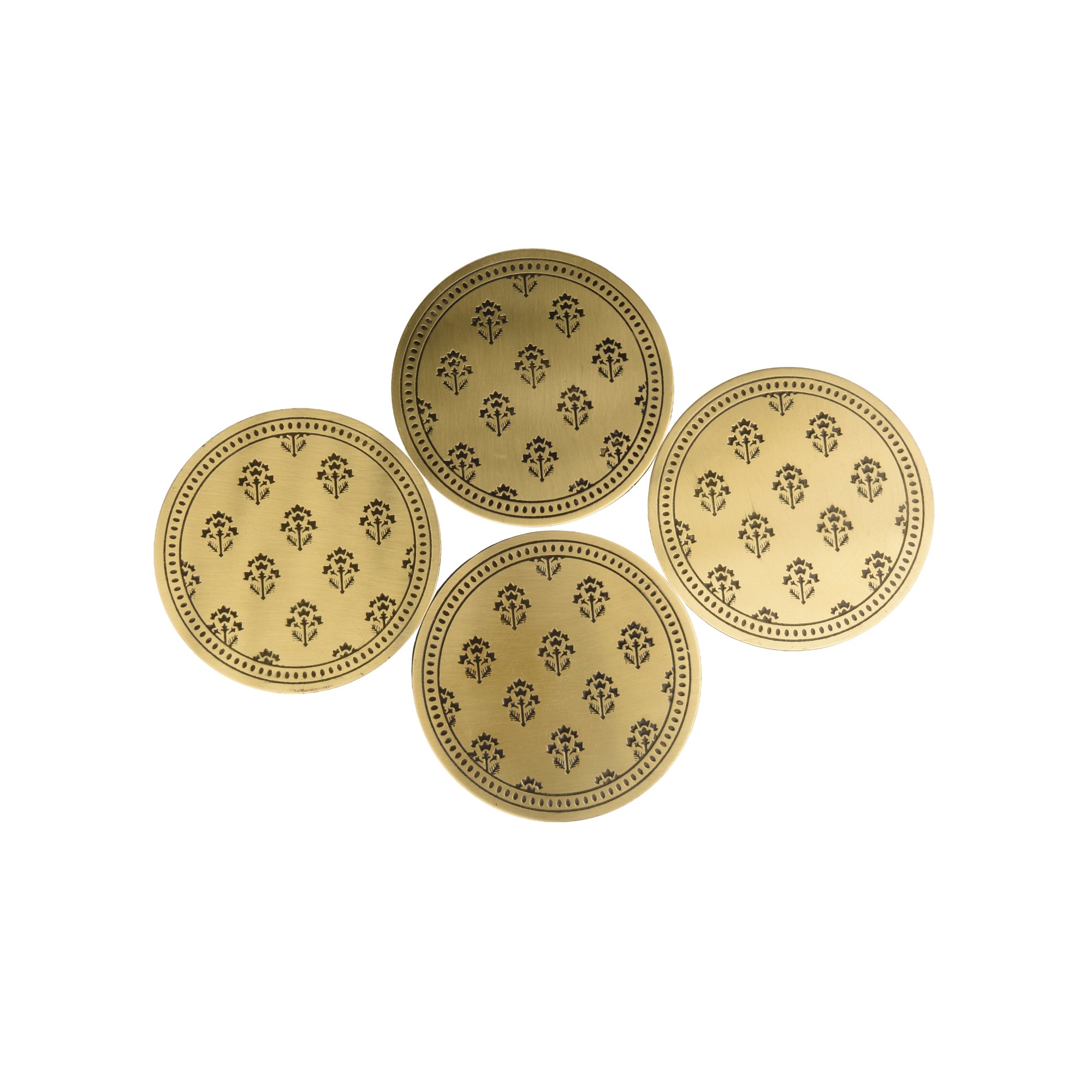 Brass Coasters | Elegant Drink Coasters for Home & Dining Decor ( Set of 4)