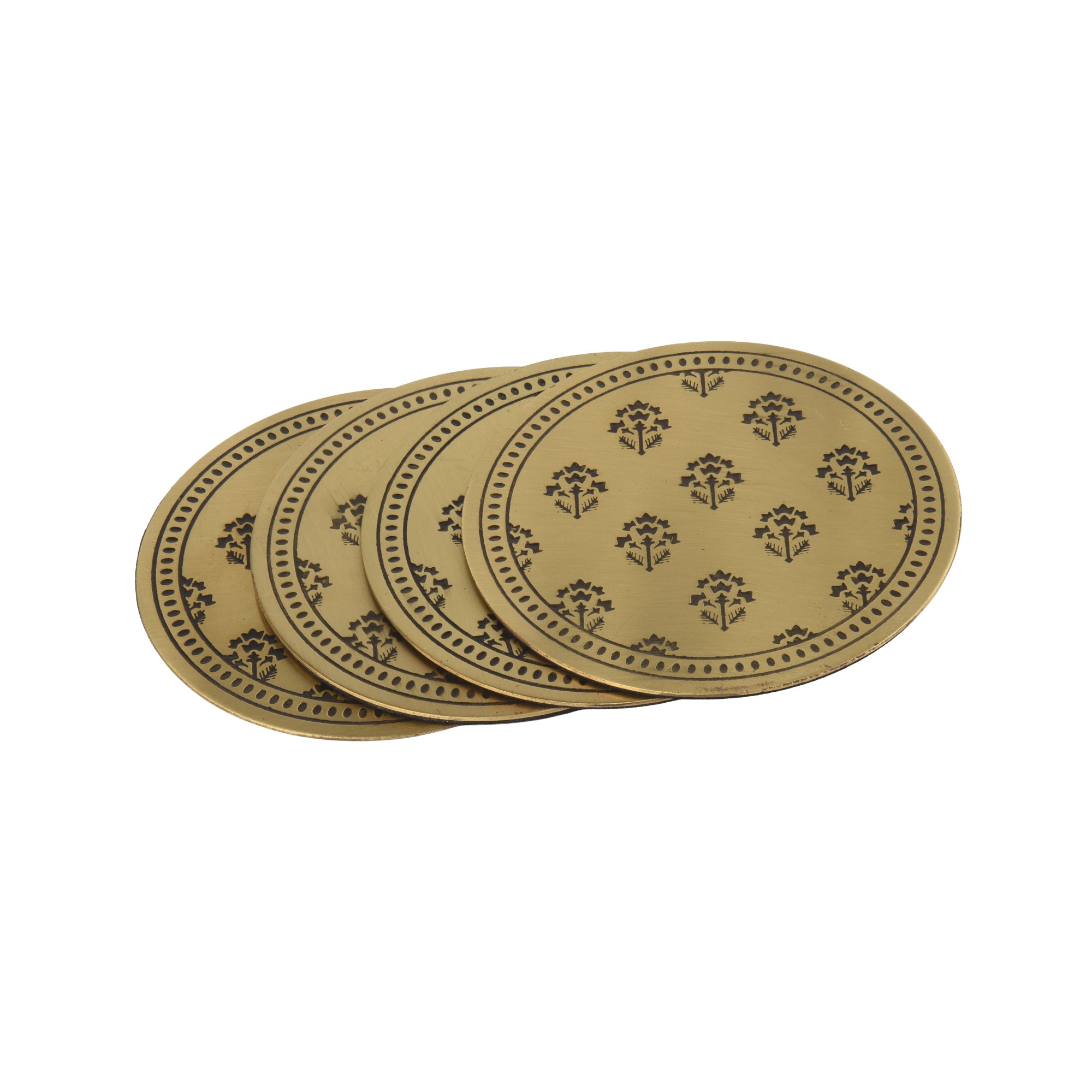 Brass Coasters | Elegant Drink Coasters for Home & Dining Decor ( Set of 4)