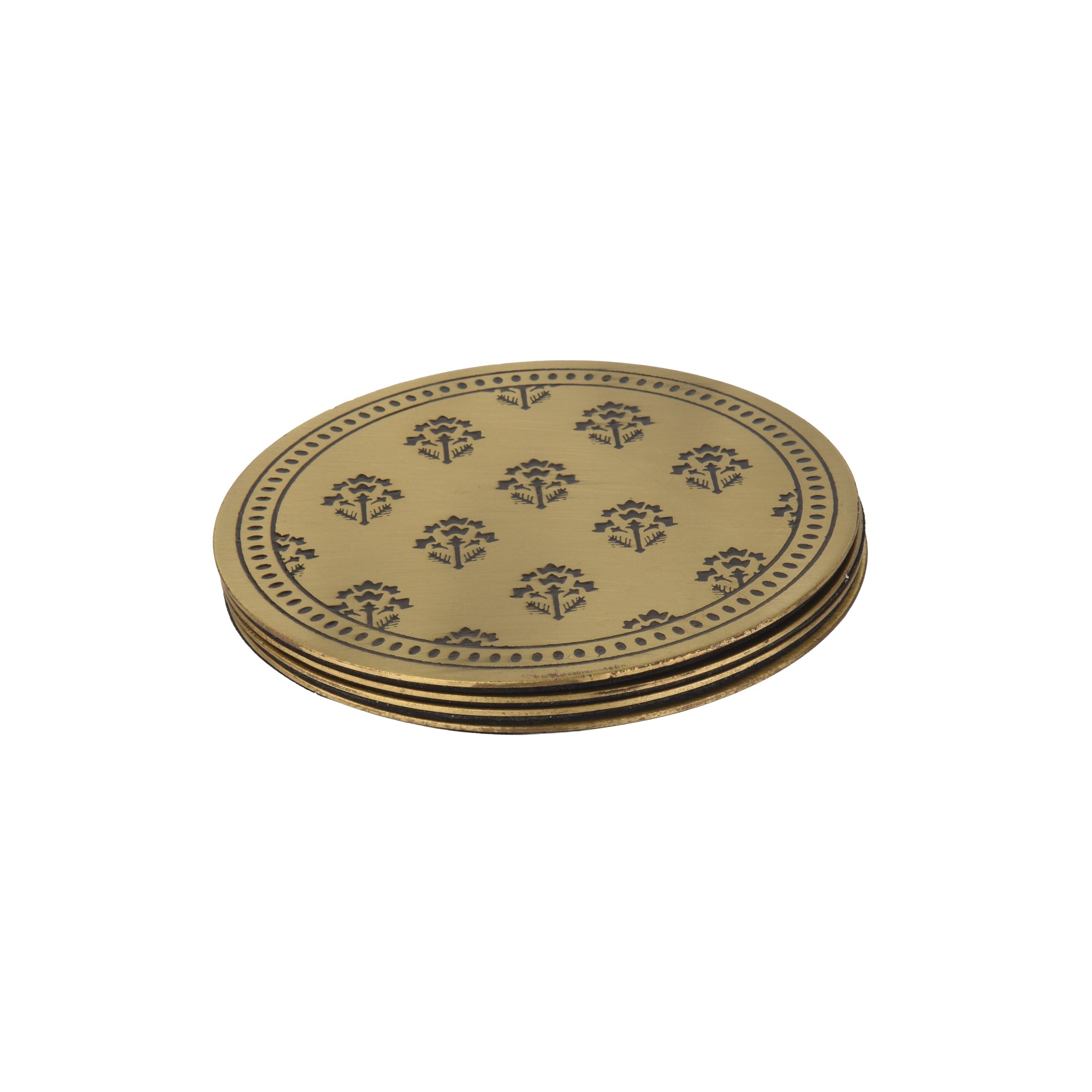 Brass Coasters | Elegant Drink Coasters for Home & Dining Decor ( Set of 4)