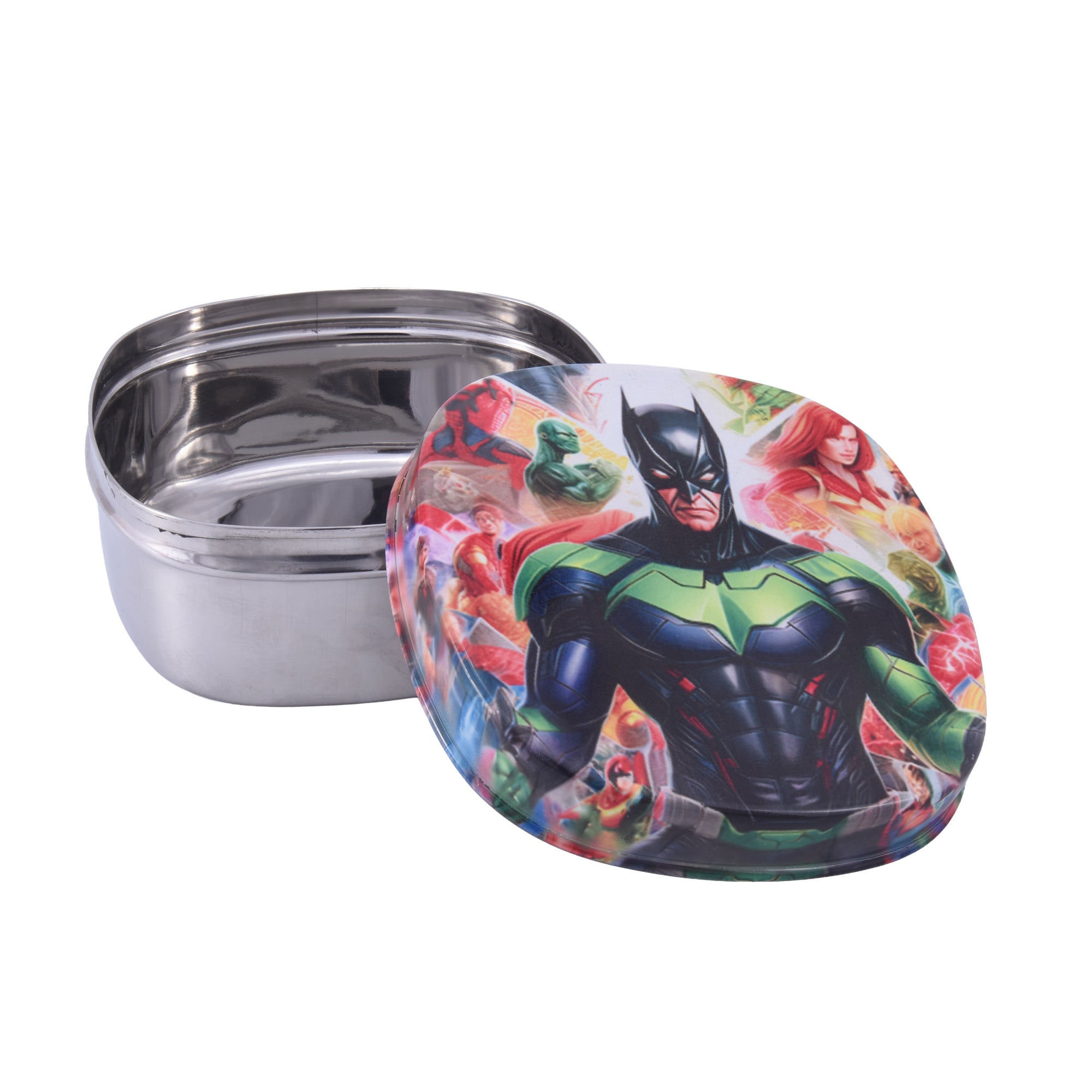 Cute Kids Lunch Box | Printed Stainless Steel Food Container | School Tiffin Box | Child-Friendly Design-Batman