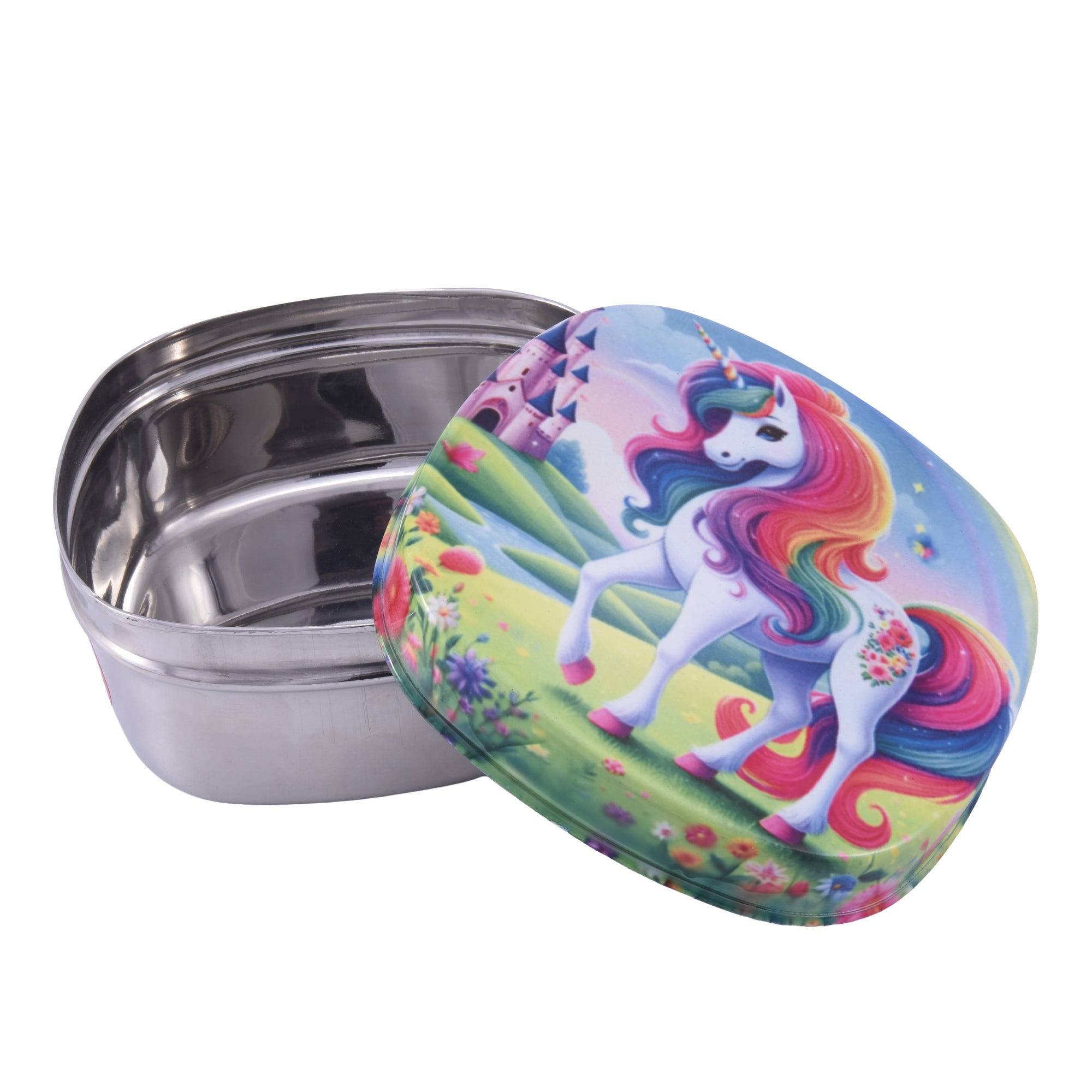 Cute Kids Lunch Box | Printed Stainless Steel Food Container | School Tiffin Box | Child-Friendly Design-Unicorn