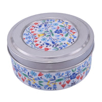 Floral Printed Steel Storage Box with Airtight Lid for Sweets, Dry Fruits & Snacks