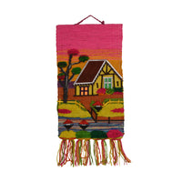 Vibrant Cottage Landscape Woven Wall Hanging