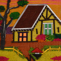 Vibrant Cottage Landscape Woven Wall Hanging