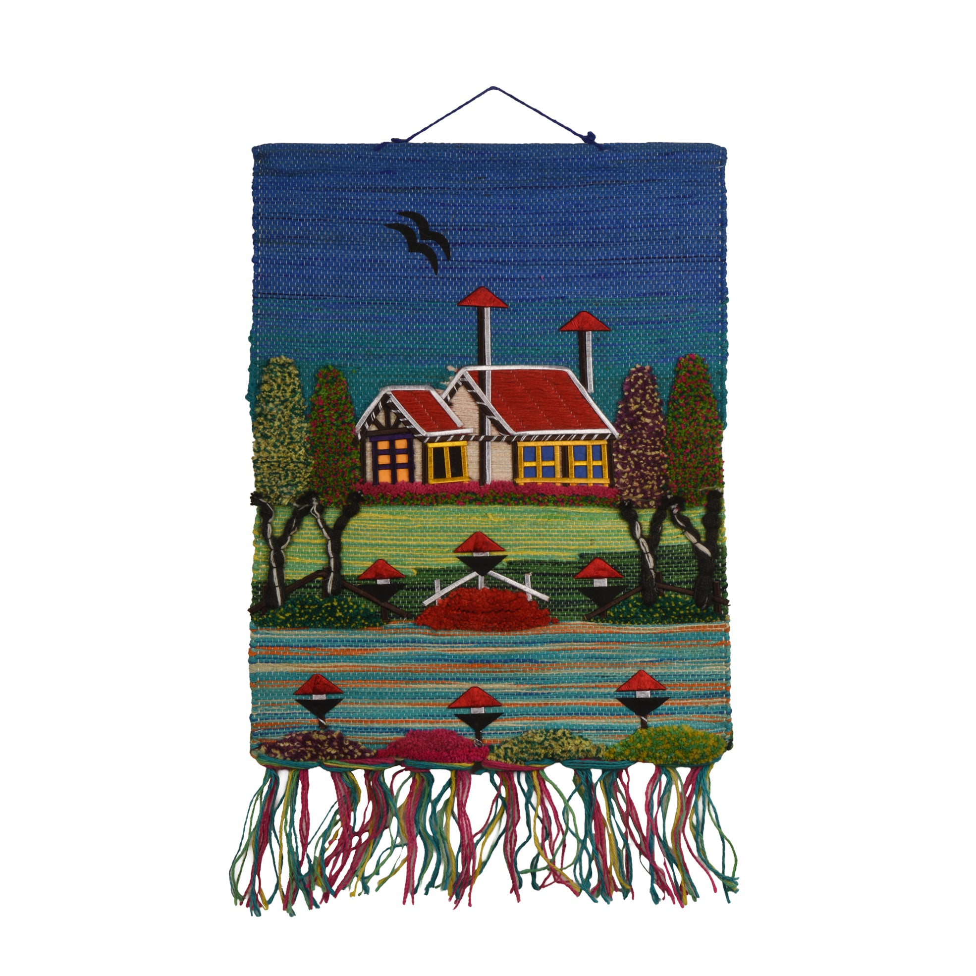 Blue Horizon Cottage Woven Wall Tapestry