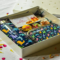 Premium Rakhi Gift Box-Dino Bottle+ Dino 1 tier Lunchbox