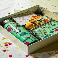 Premium Rakhi Gift Box-Panda Bottle+ Panda 1 tier Lunchbox