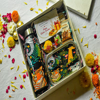 Premium Rakhi Gift Box-Jungle Bottle+ Jungle 1 tier Lunchbox