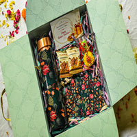 Premium Rakhi Gift Box- Pichwai Copper Bottle +MDF Pichwai Coaster Set Of 4