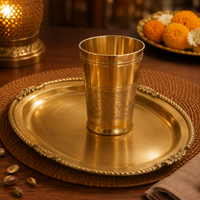 Elegant Brass Glass & Oval Tray Festive Gift Combo Set