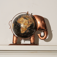 Decorative Metal Globe Elephant Table Ornament Big | Unique Home / Office Accent