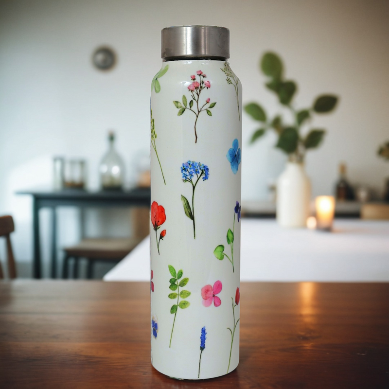 Heart Print Handcrafted Eco-Friendly Meenakari Steel Bottle(1L)