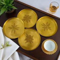 BG|Embossed Brass Coaster Set of 4