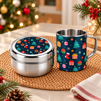 Santa’s Festive Combo – Steel Mug & Snacks Box