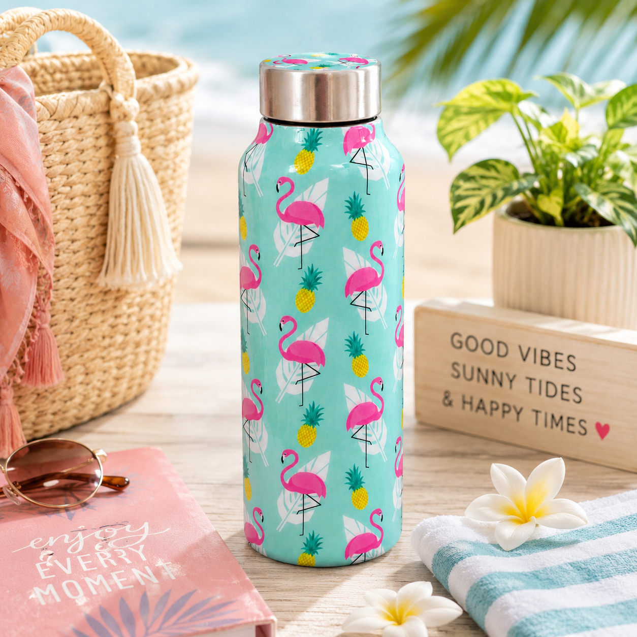 Handcrafted Eco-Friendly Meenakari Steel Bottle(750 ML)