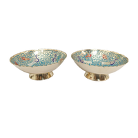 Handcrafted Meenakari Brass Bowls Set of 2 | Peacock Design Decorative Dry Fruit & Serving Bowls