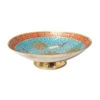 Handcrafted Brass Decorative Plate | Peacock & Floral Design Meenakari Artwork for Home Décor