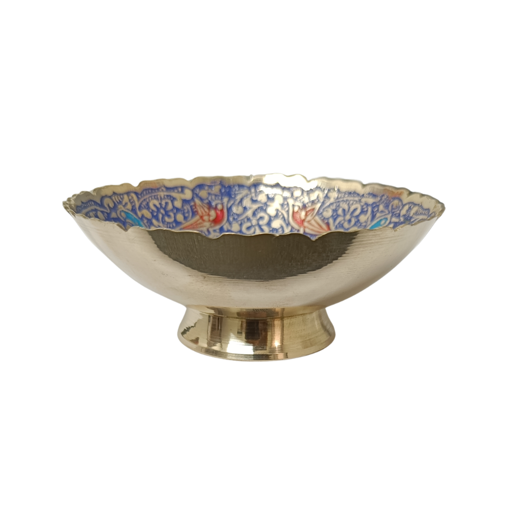 Handcrafted Brass Decorative Plate | Peacock & Floral Design Meenakari Artwork for Home Décor