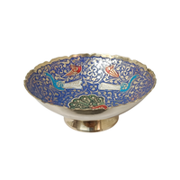 Handcrafted Brass Decorative Plate | Peacock & Floral Design Meenakari Artwork for Home Décor