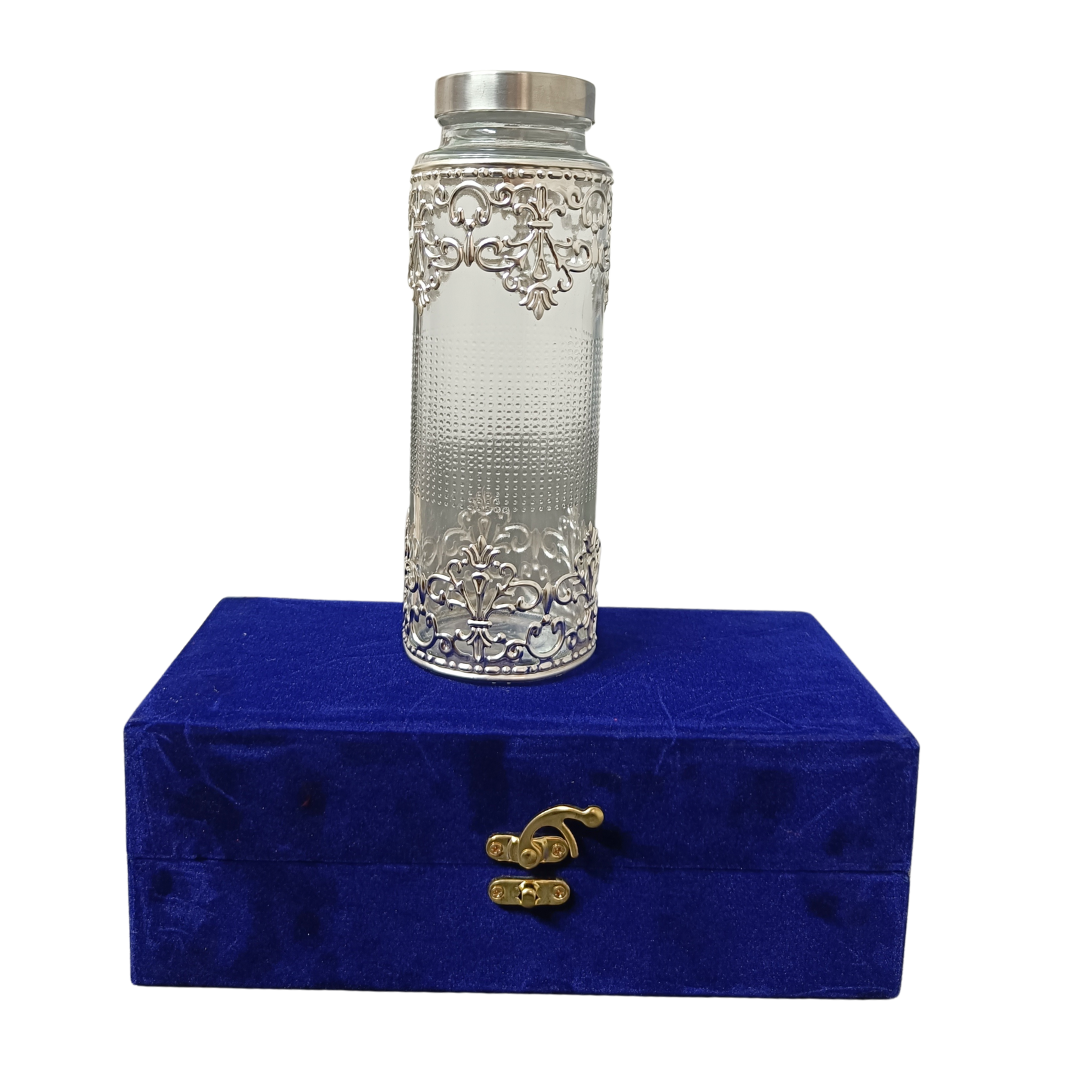 Royal German Silver Designer Glass Water Bottle – Luxury Eid Gift Box