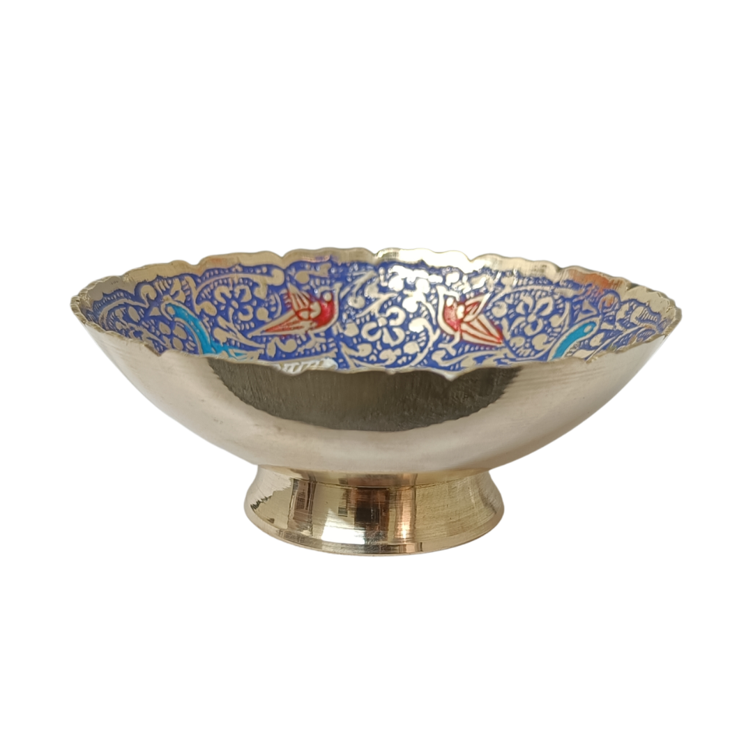 Handcrafted Brass Decorative Plate | Peacock & Floral Design Meenakari Artwork for Home Décor