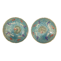 Handcrafted Meenakari Brass Bowls Set of 2 | Peacock Design Decorative Dry Fruit & Serving Bowls