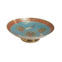 Handcrafted Meenakari Brass Serving Bowl | Peacock Design Decorative Dry Fruit Bowl