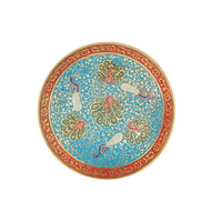 Handcrafted Meenakari Brass Serving Bowl | Peacock Design Decorative Dry Fruit Bowl