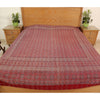 Intricate Red Ajrakh with Kantha Bedcover | Artisan-Made 100% Cotton Bedspread