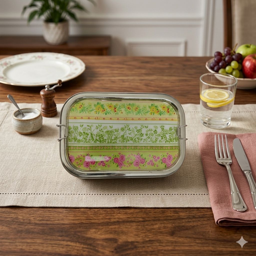 Eco-Friendly Ethnic Meenakari 2-Tier Steel Tiffin