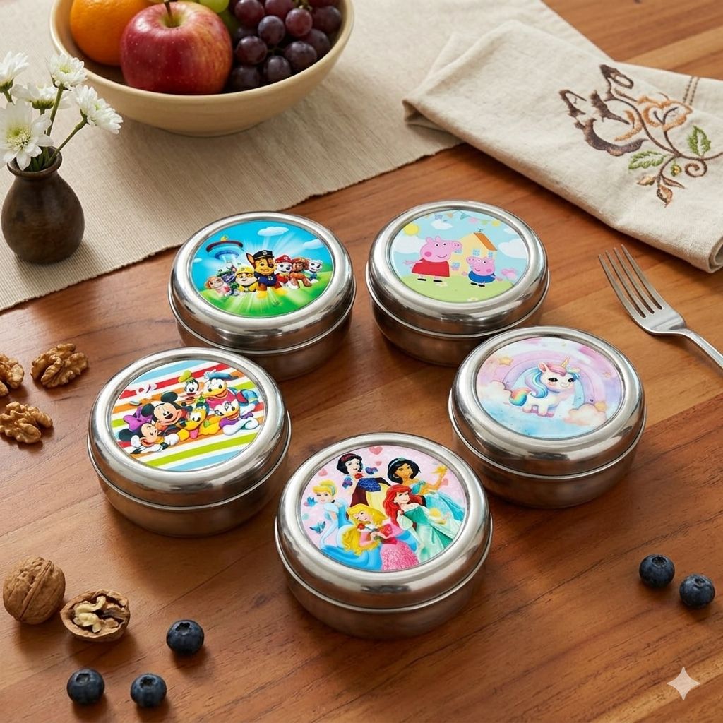 Cartoon Character Kids Snack Box | Set of 5(PawPetrol-Disney-Princess-Unicorn-Mickymouse-Peppapig)