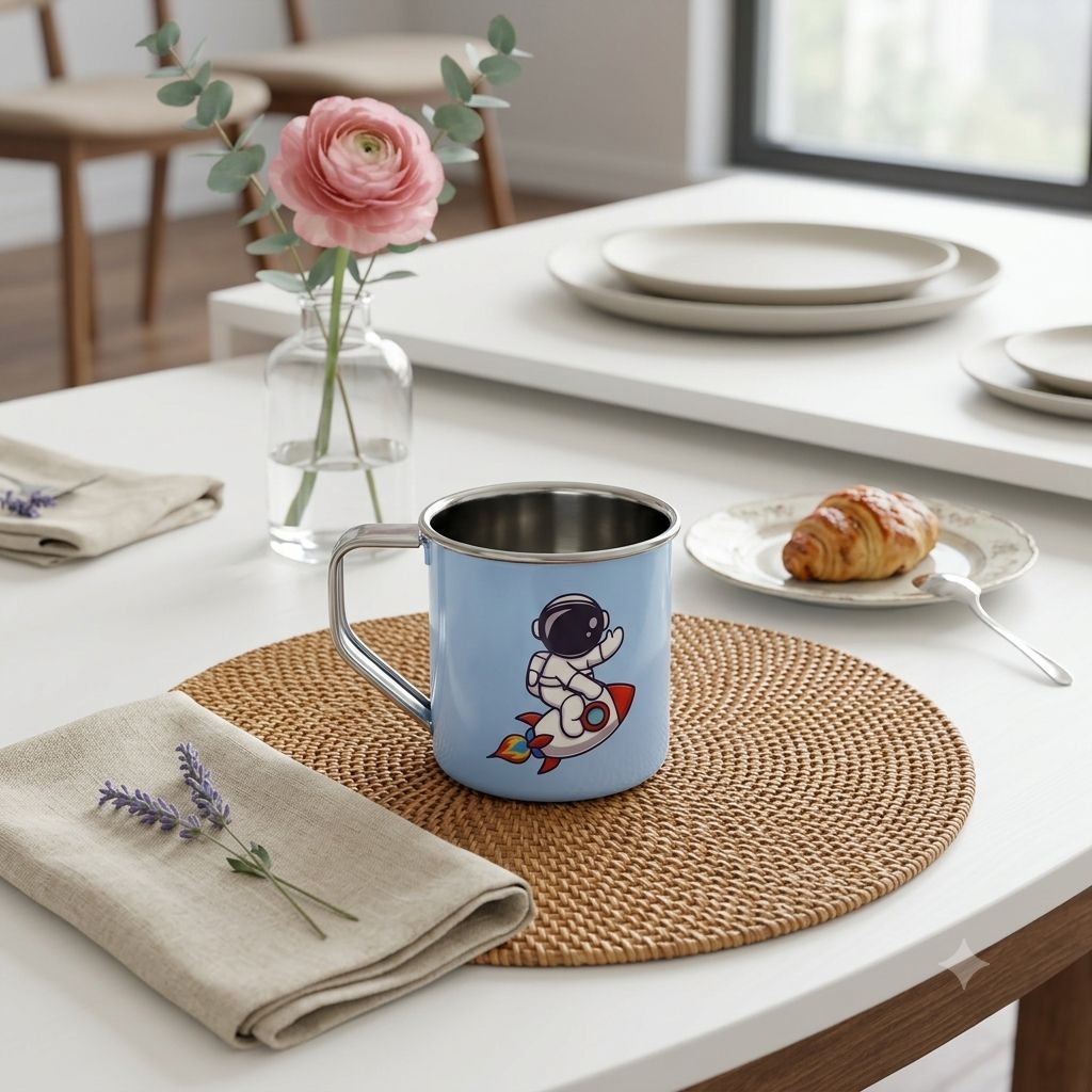Handcrafted Meenakari Stainless Steel Mug | Traditional Indian Tea & Coffee Cup