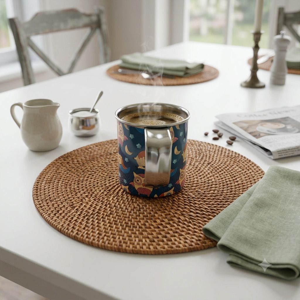 Handcrafted Meenakari Stainless Steel Mug | Traditional Indian Tea & Coffee Cup