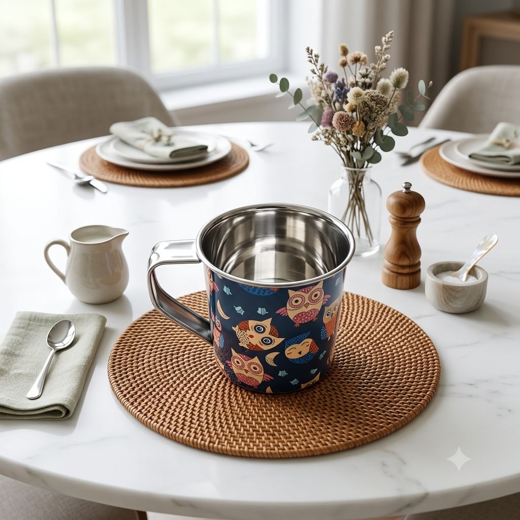 Handcrafted Meenakari Stainless Steel Mug | Traditional Indian Tea & Coffee Cup