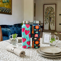 Handcrafted Eco-Friendly Meenakari Steel Bottle(750 ML)| Set of 2