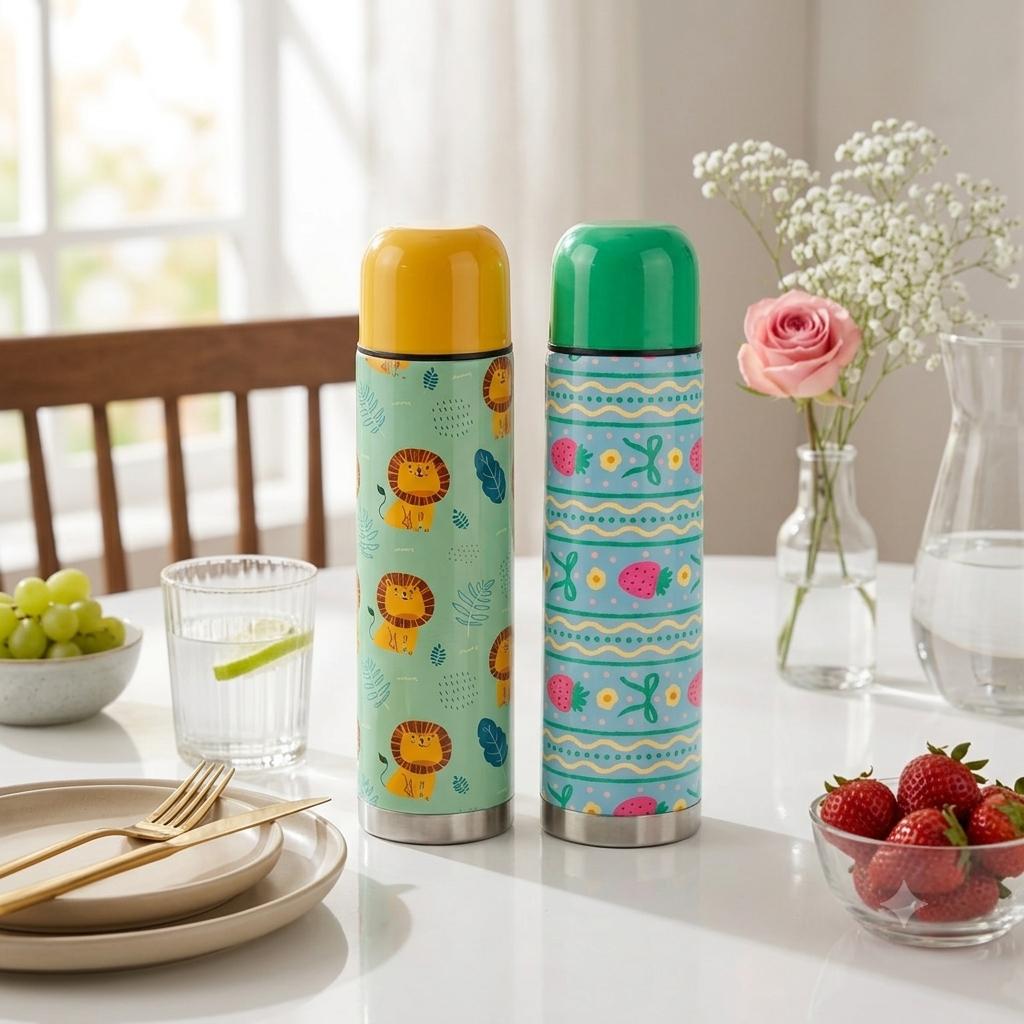 Stainless Steel Vacuum Insulated Thermos Bottle for Hot & Cold Beverages (Set of 2)