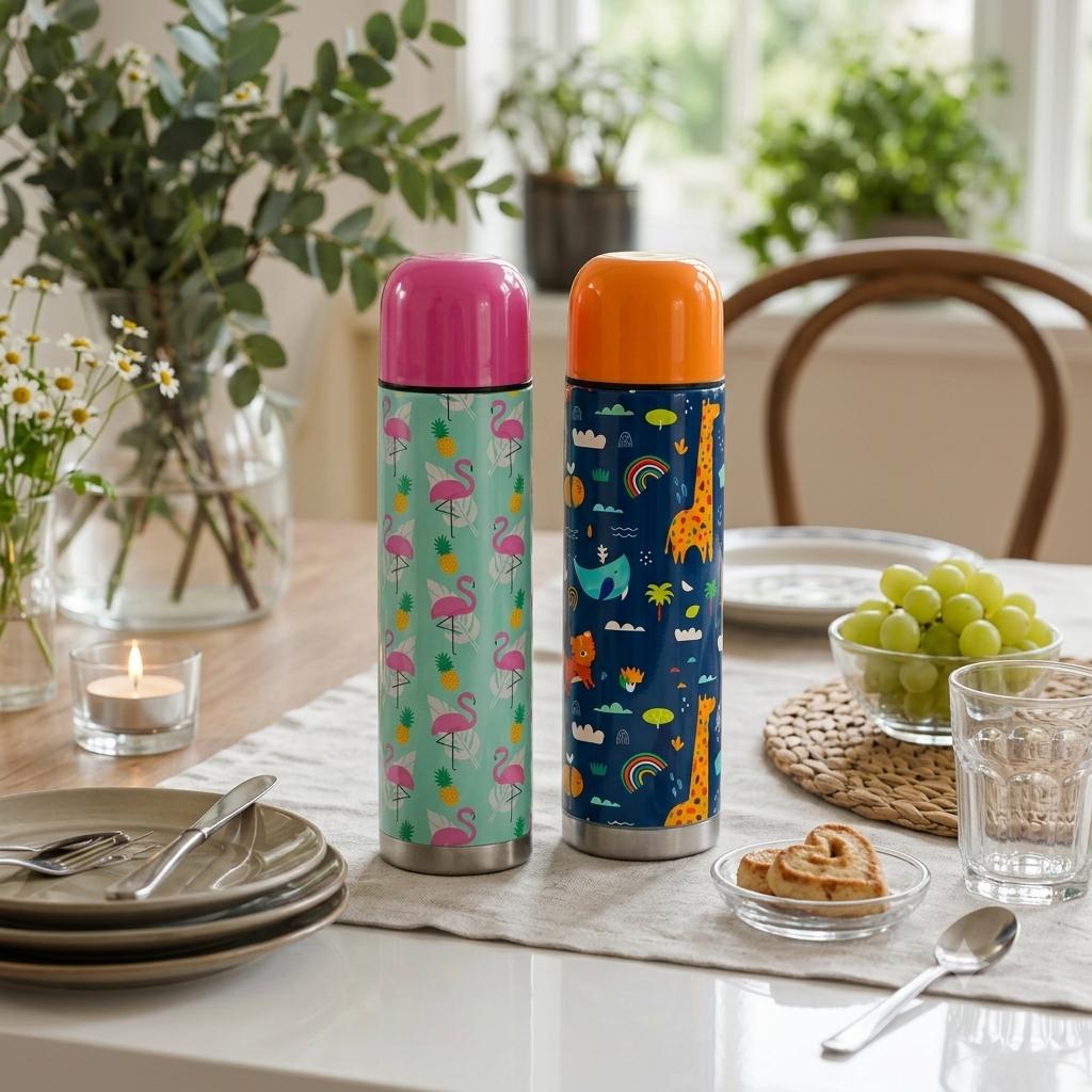 Stainless Steel Vacuum Insulated Thermos Bottle for Hot & Cold Beverages (Set of 2)