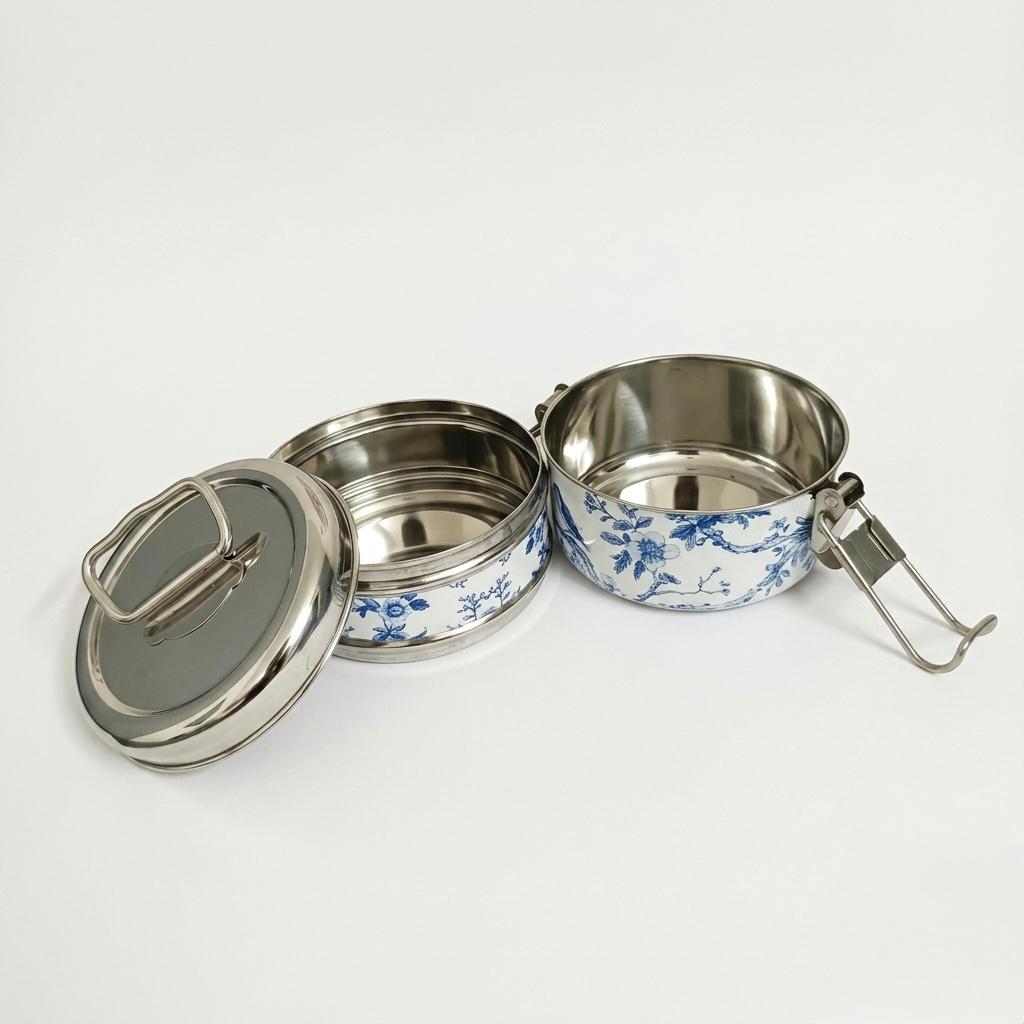Eco-Friendly Meenakari Stainless Steel Double Layer Lunch Box – Stylish & Durable