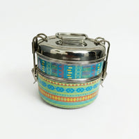 Eco-Friendly Meenakari Stainless Steel Double Layer Lunch Box – Stylish & Durable