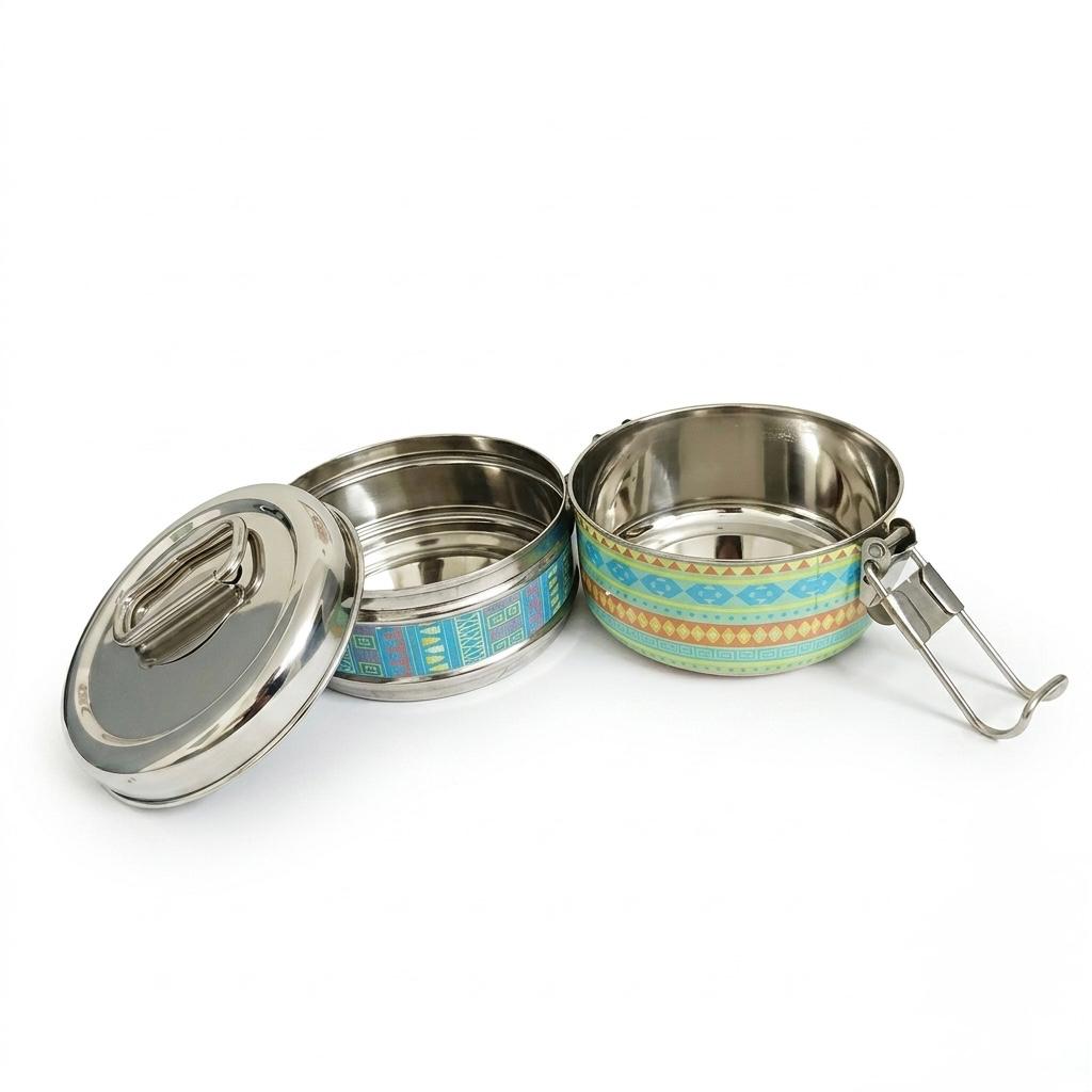 Eco-Friendly Meenakari Stainless Steel Double Layer Lunch Box – Stylish & Durable