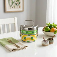 Eco-Friendly Meenakari Stainless Steel Double Layer Lunch Box – Stylish & Durable