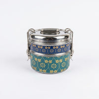 Eco-Friendly Meenakari Stainless Steel Double Layer Lunch Box – Stylish & Durable