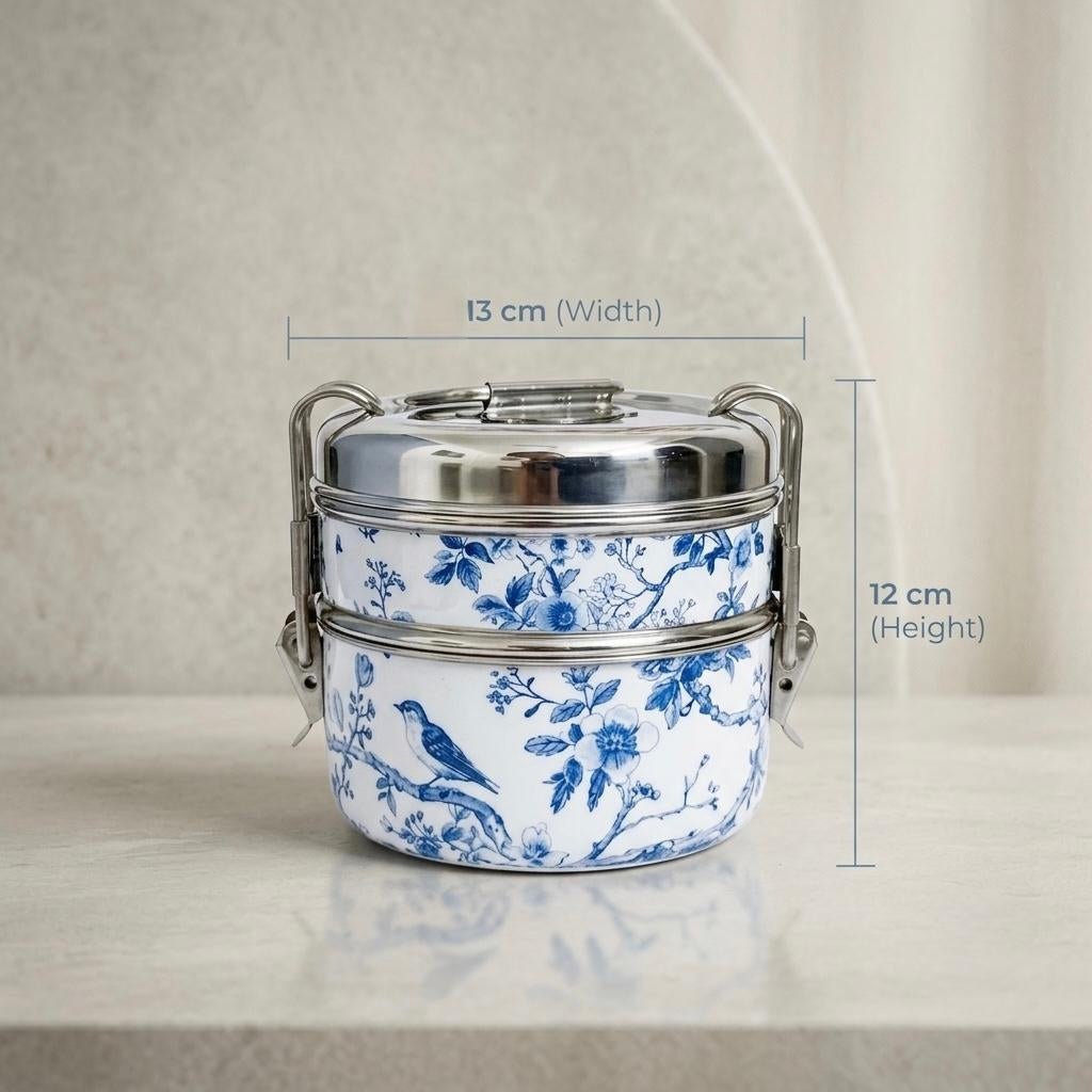 Eco-Friendly Meenakari Stainless Steel Double Layer Lunch Box – Stylish & Durable